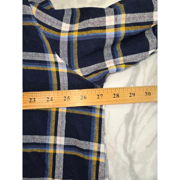 Old Navy The Boyfriend Shirt Blue/Yellow/White Flannel Size XL - Picture 4 of 8